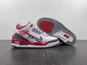 Air Jordan 3 White Gray Red Print Swoosh