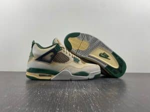 Air Jordan 4 white and green suede distressed
