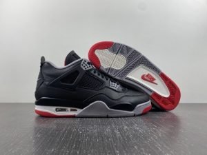 Air Jordan 4 black gray red leather