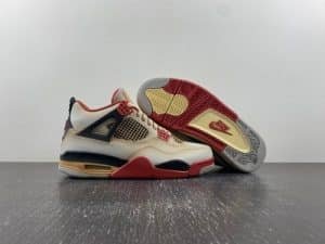 Air Jordan 4 white black red distressed