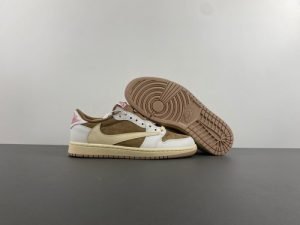 Air Jordan 1 Khaki White and Pink Low-top
